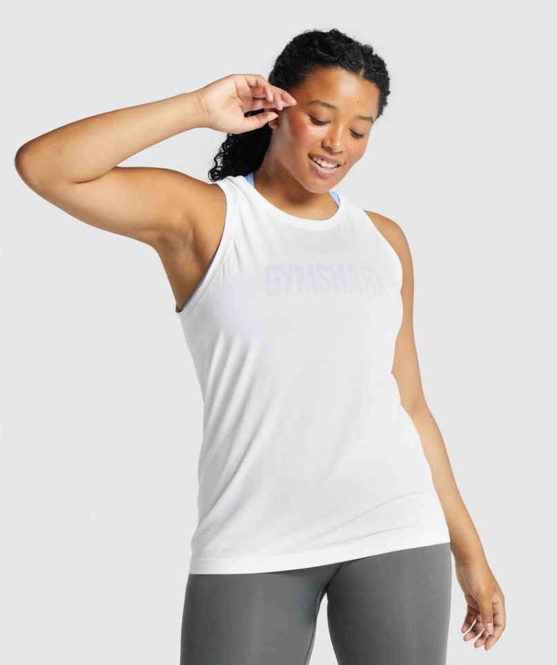 Women\'s Gymshark Fit Seamless Loose Tanks White | CA 06D351